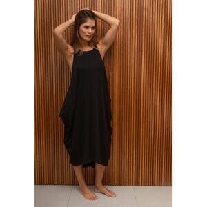 Mascielo Liana ORIGAMI X-BACK DRESS Black Lagenlook Comfort Lounge